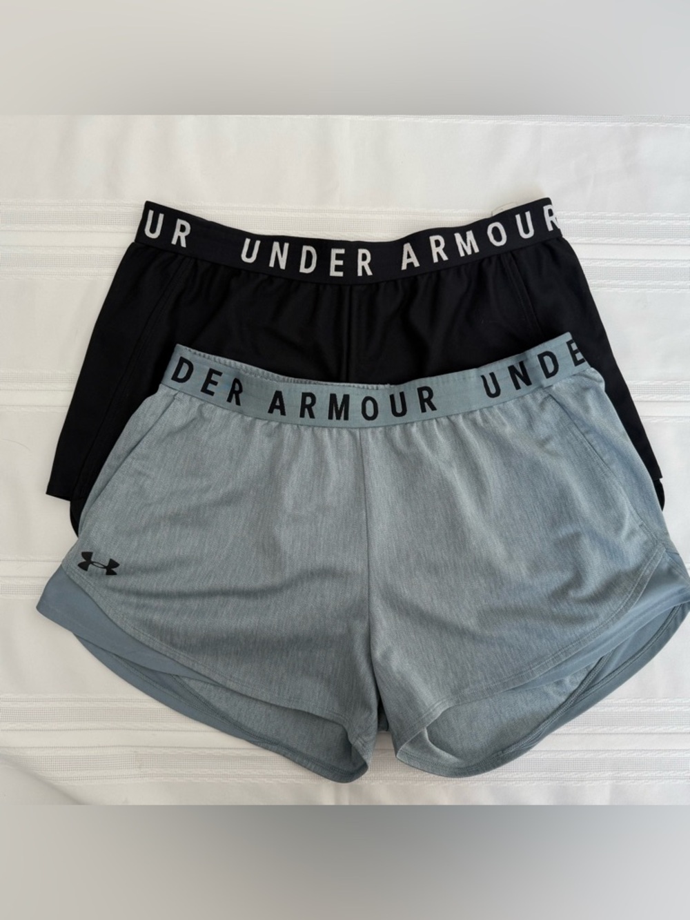 Under Armour Women’s 2-Pack Athletic Shorts in Black & Light Gray-Blue